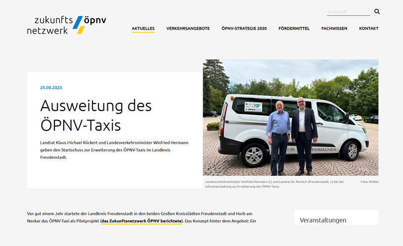 Screenshot - Ausweitung des ÖPNV-Taxis in Freudenstadt.