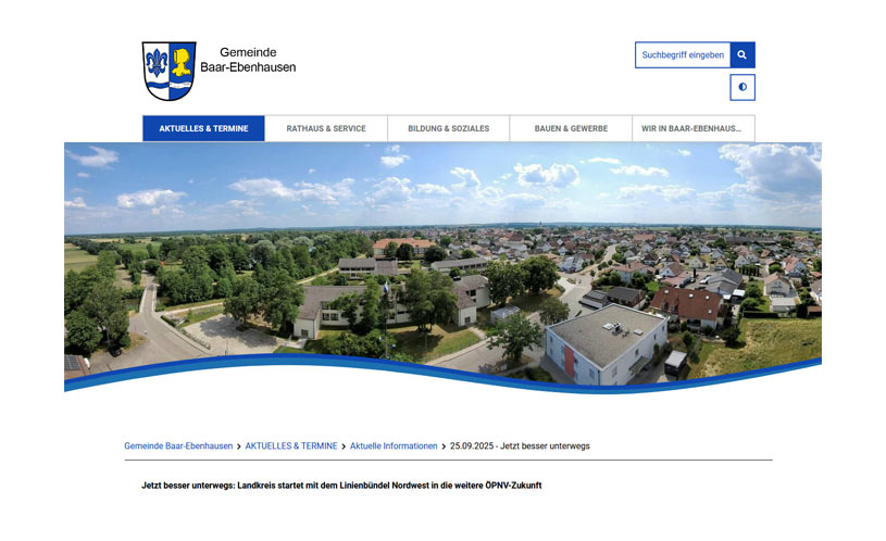 Gemeinde Baar-Ebenhausen - Landkreis startet mit dem Linienbündel Nordwest in die weitere ÖPNV-Zukunft.