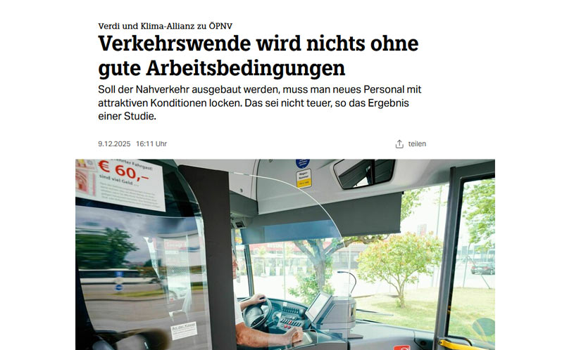 Screenshot taz.de - Gutachter nbsw und kcw zu Personalwesen im ÖPNV